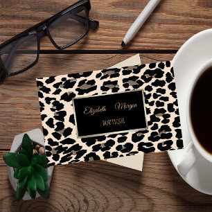 Tarjeta De Visita Elegante moderno de moda Girly, Impresión Leopard,