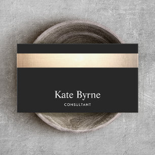 Tarjeta De Visita Elegante moderno de oro negro a rayas
