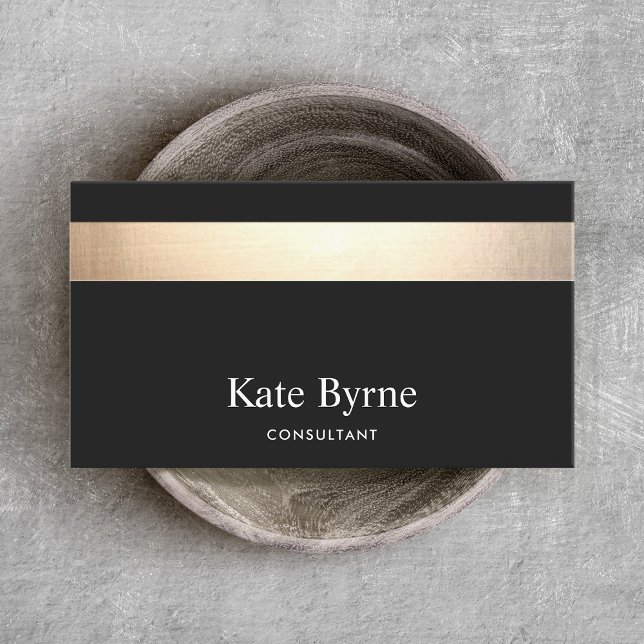 Tarjeta De Visita Elegante moderno de oro negro a rayas (Subido por el creador)