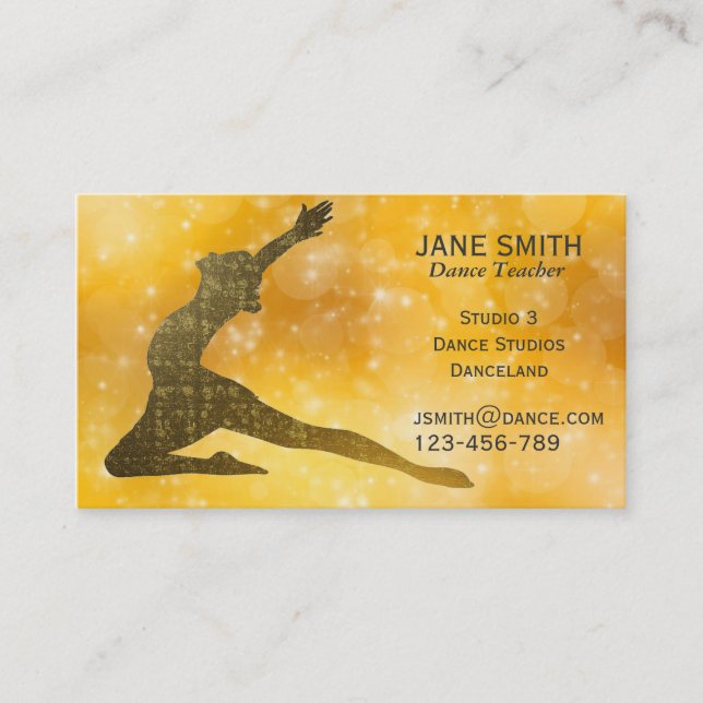 Tarjeta De Visita Elegante moderno del instructor de la danza del (Anverso)