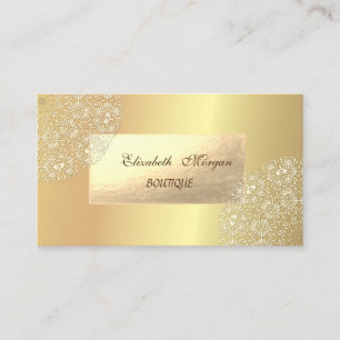 Tarjeta De Visita Elegante Moderno, Dorado, Encaje