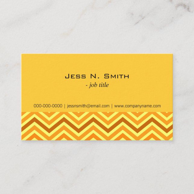 Tarjeta De Visita Elegante, moderno, dorado, soleado chevron amarill (Anverso)