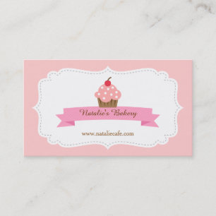 Tarjeta De Visita Elegante, moderno, dulce pastelito rosa, panadería