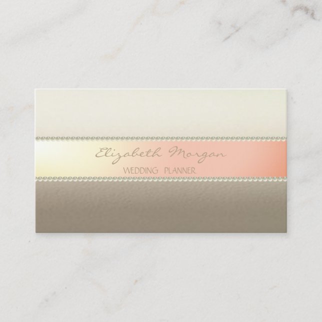 Tarjeta De Visita Elegante Moderno, Elegante, Con Rayas, Perlas (Anverso)