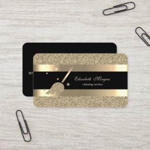 Tarjeta De Visita Elegante moderno, escoba de purpurina con rayas ne