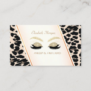 Tarjeta De Visita Elegante Moderno, Estampado de Leopardo, Pestañas