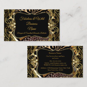 Tarjeta De Visita Elegante Moderno Estiloso Animal Salvaje Dorado Ne