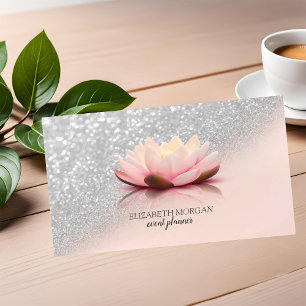 Tarjeta De Visita Elegante Moderno Estiloso Brillo Plateado Bokeh Lo