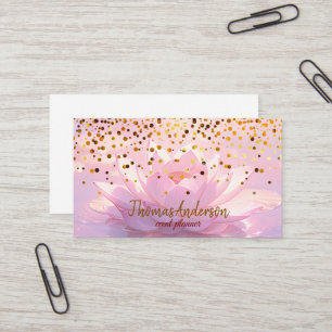 Tarjeta De Visita Elegante Moderno Estiloso Glitter Dorado Loto