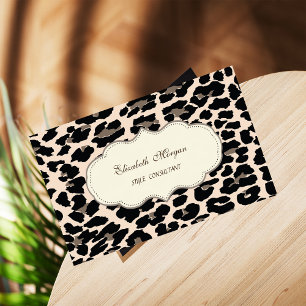 Tarjeta De Visita Elegante Moderno Estiloso Impreso de Leopardo Feme