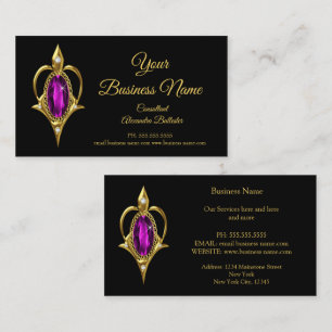 Tarjeta De Visita Elegante Moderno Estiloso Magenta Joya Oro Negocio