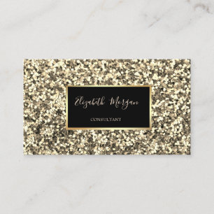 Tarjeta De Visita Elegante Moderno Estiloso Marco con Brillo Dorado