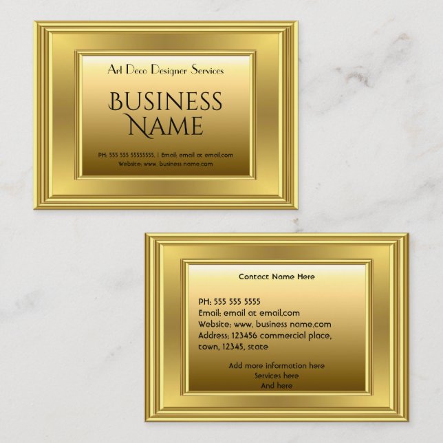 Tarjeta De Visita Elegante moderno Faux Gold Metalizado (Anverso / Reverso)