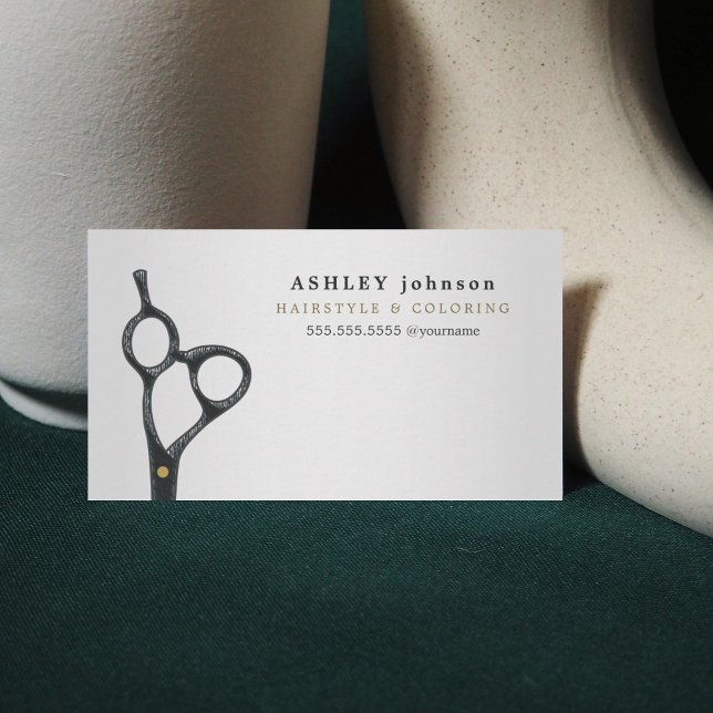 Tarjeta De Visita Elegante moderno Faux Silver Scissors Hairdresser (Subido por el creador)