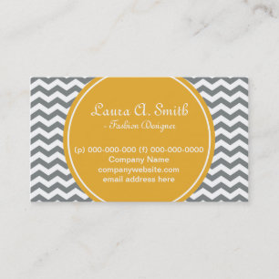 Tarjeta De Visita Elegante, moderno, femenino gris, chevron blanco a