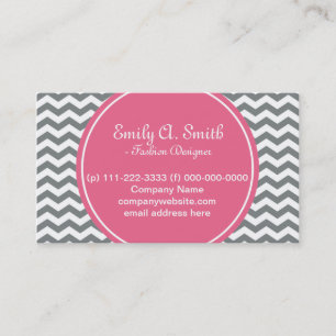 Tarjeta De Visita Elegante, moderno, femenino gris, chevron blanco r