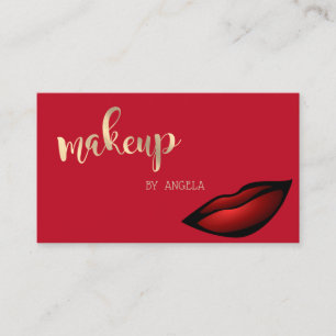 Tarjeta De Visita Elegante moderno femenino, labios rojos con brillo
