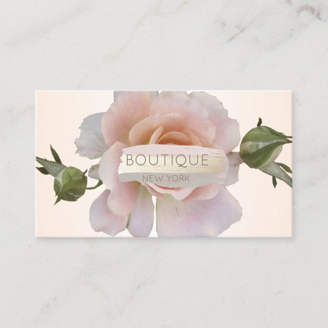 Tarjeta De Visita Elegante Moderno, Flor Rosa, Brocha De Cepillo (Anverso)