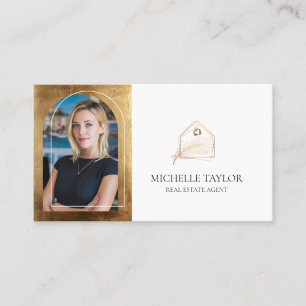 Tarjeta De Visita Elegante Moderno Fotografía de Agente Inmobiliario