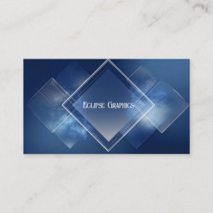 Tarjeta De Visita Elegante Moderno Geométrico Diamante Azul y Blanco