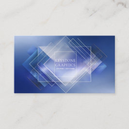 Tarjeta De Visita Elegante Moderno Geométrico Diamante Azul y Blanco