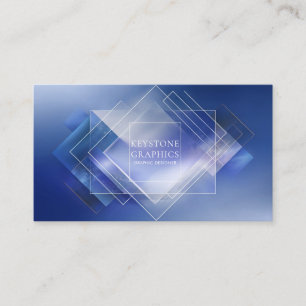 Tarjeta De Visita Elegante Moderno Geométrico Diamante Azul y Blanco