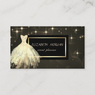 Tarjeta De Visita Elegante moderno Glamour Stars Gold Vress