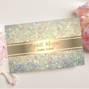 Tarjeta De Visita Elegante Moderno Glitter Bokeh de Moda, Franja Dor