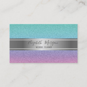 Tarjeta De Visita Elegante Moderno Glitter Bokeh de Moda, Franja Pla