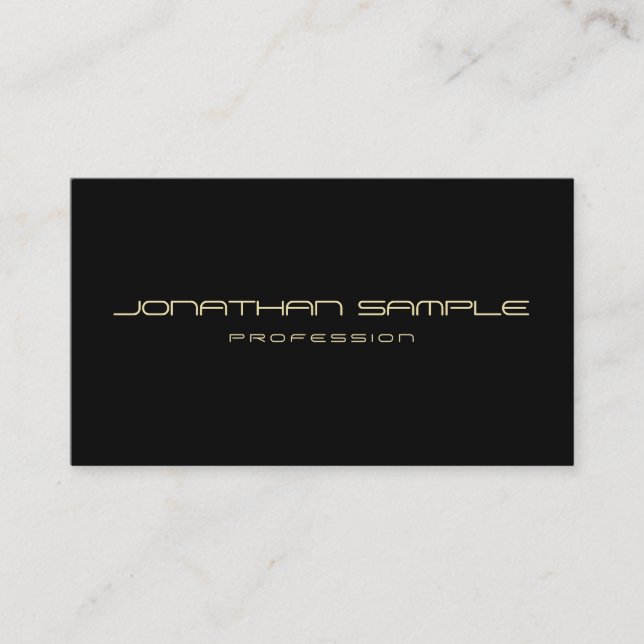 Tarjeta De Visita Elegante Moderno Gold Text Black Professional Guay (Anverso)