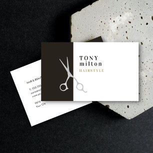 Tarjeta De Visita Elegante Moderno Gris Rayas Blancas Peluquero