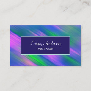 Tarjeta De Visita Elegante Moderno Groovy Verde Azul Purpura Neon