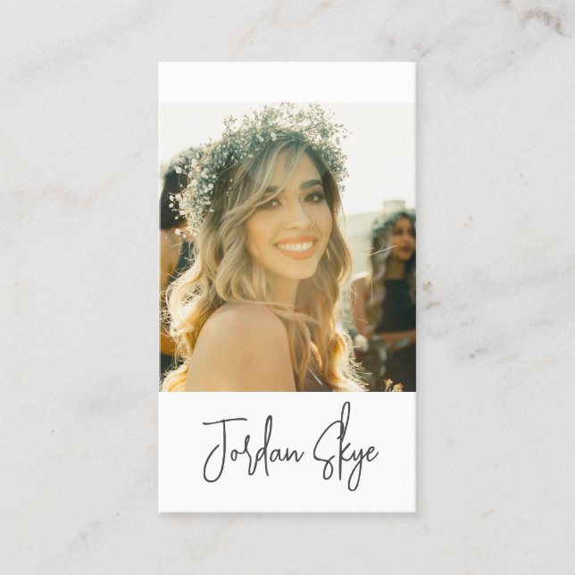 Tarjeta De Visita Elegante moderno guión de firma simple foto (Anverso)