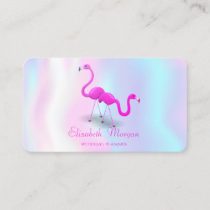 Tarjeta De Visita Elegante Moderno Holográfico Femenino, Flamencos
