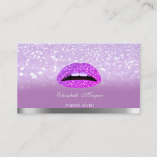 Tarjeta De Visita Elegante Moderno, Labios Ombre con Brillo Bokeh