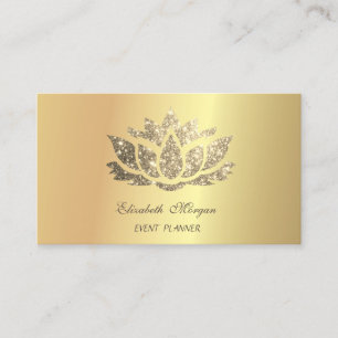 Tarjeta De Visita Elegante moderno lirio con brillo dorado