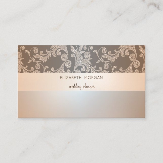 Tarjeta De Visita Elegante Moderno Luminoso, Purpurina Swirls (Anverso)