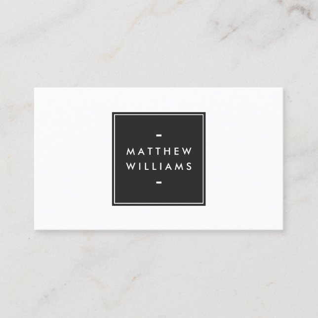 Tarjeta De Visita Elegante Moderno Luxury Simple Black Box Name Logo (Anverso)