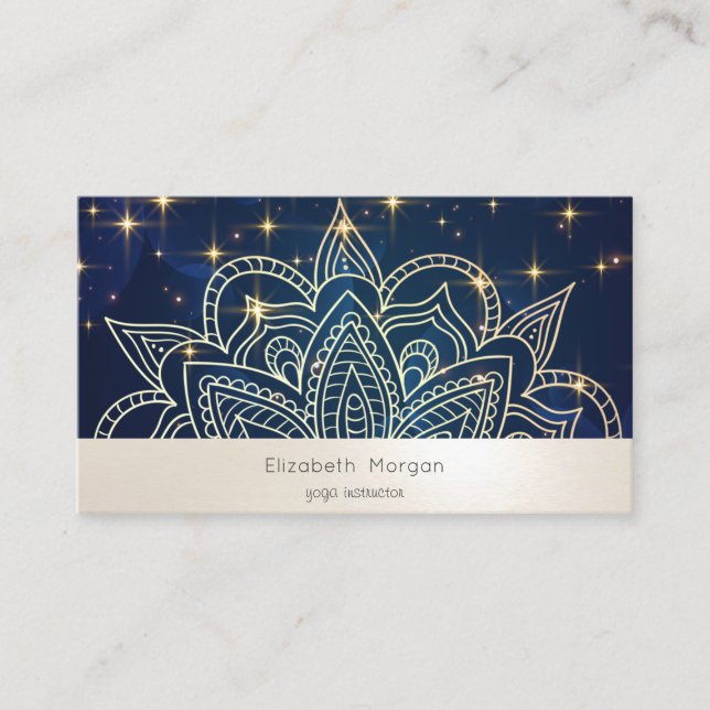 Tarjeta De Visita Elegante moderno Mandala Estrellas Marina Azul (Anverso)