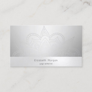 Tarjeta De Visita Elegante Moderno Mandala Plateado Luminoso