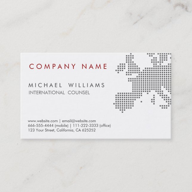 TARJETA DE VISITA ELEGANTE MODERNO MAPA EUROPA INTERNACIONAL BLANCO (Anverso)