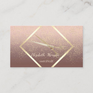 Tarjeta De Visita Elegante Moderno, Marco Dorado, Confeti, Tijeras