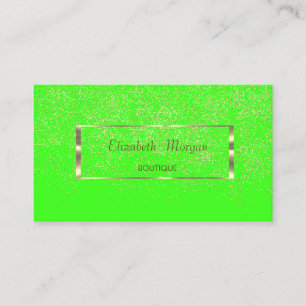 Tarjeta De Visita Elegante Moderno,Marco Dorado,Confeti Verde Neón