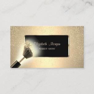Tarjeta De Visita Elegante Moderno,Marco Negro,Confeti,Brocha de Maq