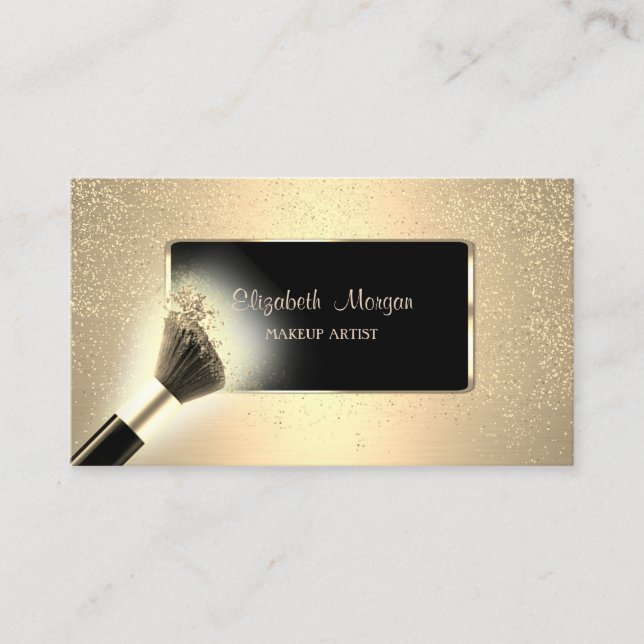Tarjeta De Visita Elegante Moderno, Marco Negro, Confetti, Cepillo d (Anverso)
