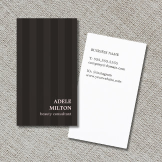 Tarjeta De Visita Elegante Moderno Marfil Negro Rayas Rosa Belleza