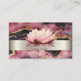 Tarjeta De Visita Elegante Moderno Mármol Burgundy de Rayas Lotus 