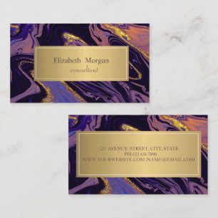 Tarjeta De Visita Elegante Moderno Mármol Dorado Táctil