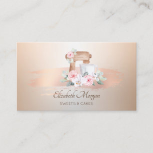 Tarjeta De Visita Elegante Moderno, Mezclador de Flores de Trazo de 
