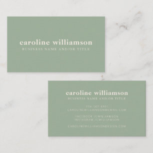 Tarjeta De Visita Elegante Moderno Minimalista Verde Salvia